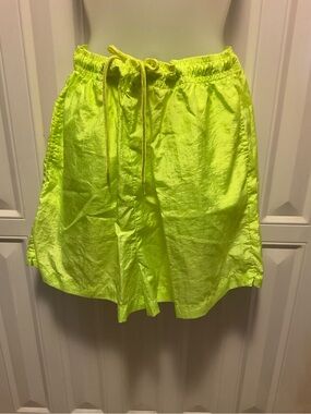 Vintage 90s The Body Co High Waisted Shorts Baggies Womens L Neon Shiny Crinkle